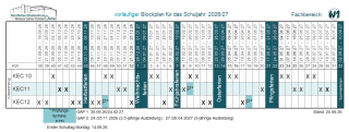 (vorläufiger) Blockplan für das Schuljahr 2026/27